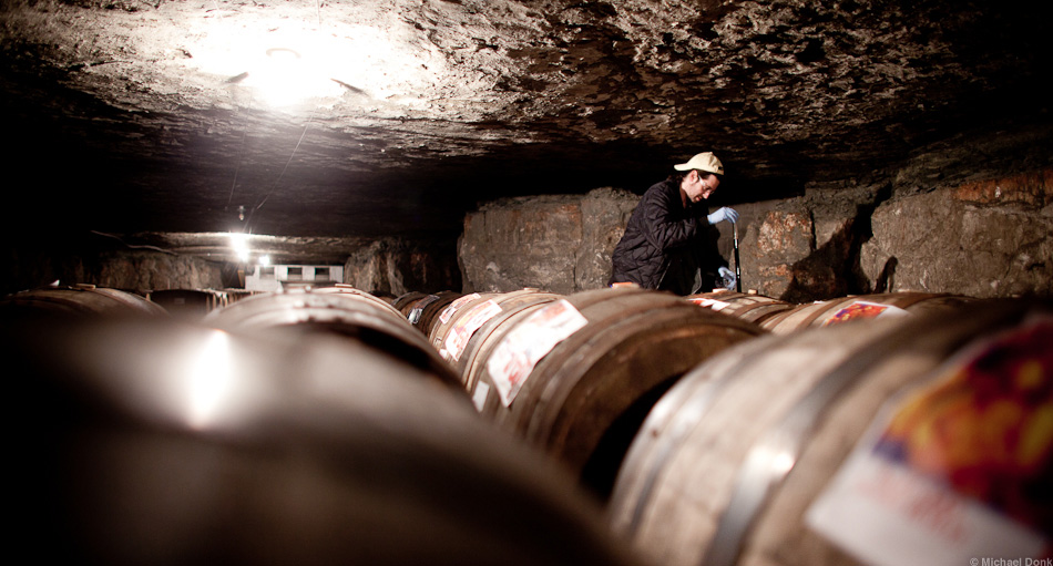 Founders Head Cellarman, Jason Heystek Extracting KBS Sample